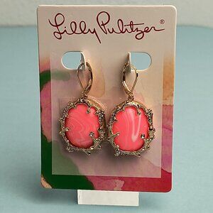 Lilly Pulitzer Coral Reef Coralina Drop Earrings Leverback Gold Metal Casual